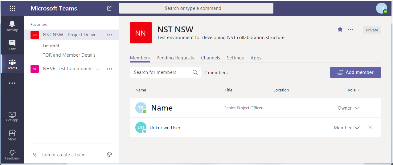 invited user appears in member list as unknown user