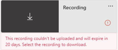 upload recording error message