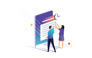 Illustration of two people collaborating