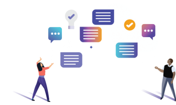 Illustration of two people chatting